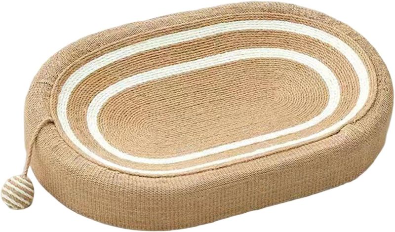 Photo 1 of Cat Scratcher Nest Sisal Rest Non Slip Grinding Claw Pet Accessories Sofa Portable Sleeping Bed Cat Scratching Board Cat Scratch Pad, White Striped Brown
