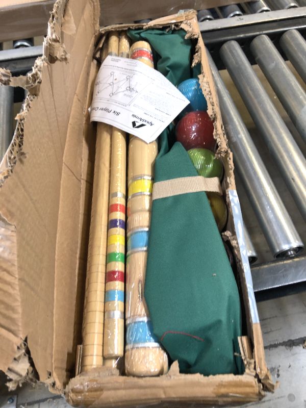 Photo 3 of ApudArmis Six Player Croquet Set with Premiun Rubber Wooden Mallets 28In,Colored Ball,Wickets,Stakes - Lawn Backyard Game Set for Adults/Teenagers/Family (Large Carry Bag Including) 28'' Standard