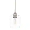 Photo 1 of Pavlen 1-Light Brushed Nickel Contemporary Hanging Mini Pendant with Clear Glass Shade
