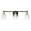 Photo 1 of Champagne Globe 26 in. 3 Light Black & Gold Modern Integrated LED 5 CCT Vanity Light Bar for Bathroom with Bubble Glass
