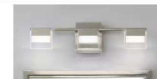 Photo 1 of VICINO 21.26 in. W x 5.71 in. H 3-Light Brushed Nickel Integrated LED Bathroom Vanity Light with Rectangular Shades
