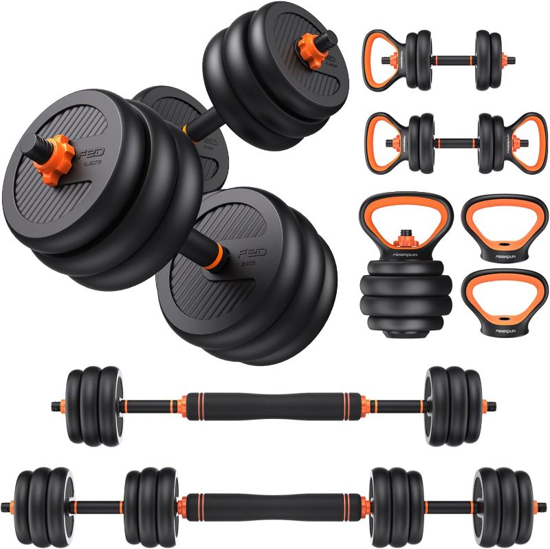 Photo 1 of FEIERDUN Adjustable Dumbbells, 20/30/40/50/60/70/90lbs Free Weight Set with Connector, 4 in1 Dumbbells Set Used as Barbell, Kettlebells, Push up Stand, Fitness Exercises for Home Gym Suitable Men/Women
