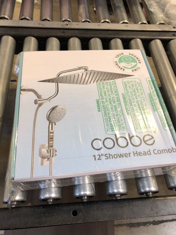 Photo 2 of Cobbe 12 Inch All Metal 3-Way Rain Shower Head, High Pressure Shower Head, Dual Shower Heads with Handheld Spray Combo - Upgrade Extension Arm Height Adjustable - 9 Spray Filtered Shower Head, Black