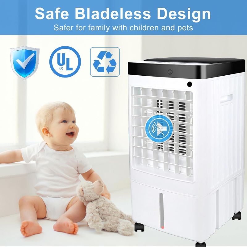 Photo 1 of Portable Air Conditioners, 2024 New Quiet Swamp Cooler with 8 Liter Water Tank, Remote Control, 3 Speeds, 70° Oscillation, Fast Cool Air Conditioner Portable for Room, Bedroom and Office?6 Ice Packs?
