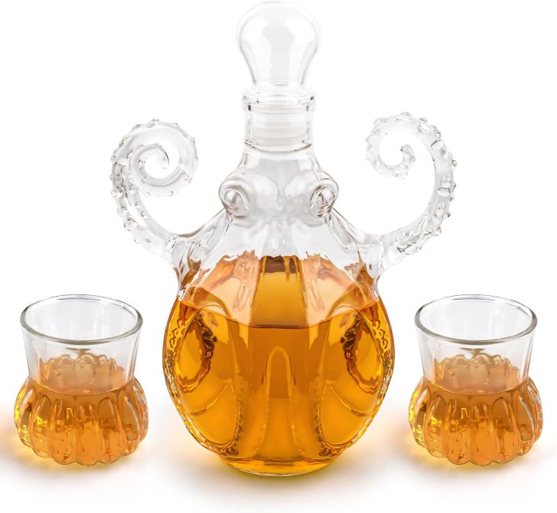 Photo 1 of Whiskey Decanter Sets for Men, 33.8 OZ Octopus Liquor Decanter with 2 Octopus Glasses 8.1 OZ, Whisky Glass Sets, Christmas Fathers' Day Birthday Anniversary Bourbon Whiskey Gifts for Men
