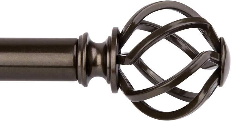 Photo 1 of KAMANINA Bronze Curtain Rods for Windows 72 to 144 Inches (6-12ft), 1 Inch Long Curtain Rod 32 to 144, Heavy Duty Decorative Single Drapery Rods, Twisted Cage End
