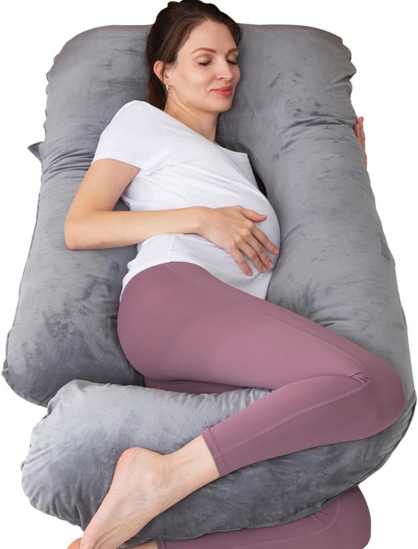 Photo 1 of Pregnancy Pillow, U Shaped Full Body Pillow for Maternity Support, Sleeping Pillow with Cover for Pregnant Women (Dark Grey)