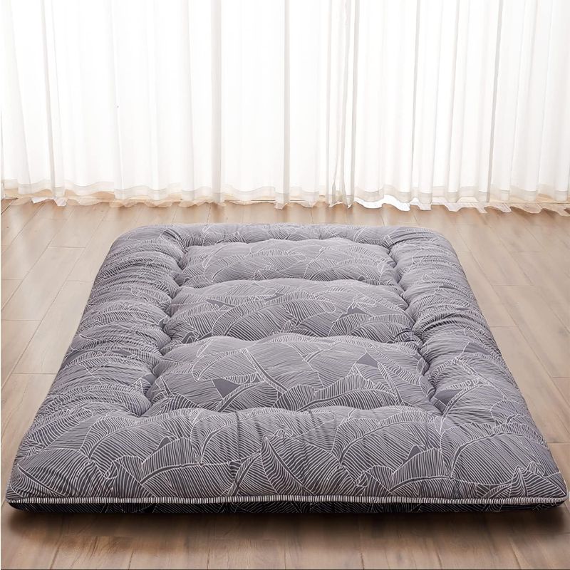 Photo 1 of Japanese Floor Mattress, Japanese Futon Mattress Foldable Mattress, Roll Up Mattress Tatami Mat with Washable Cover, Easy to Store and Portable for Camping, Feather, Full
