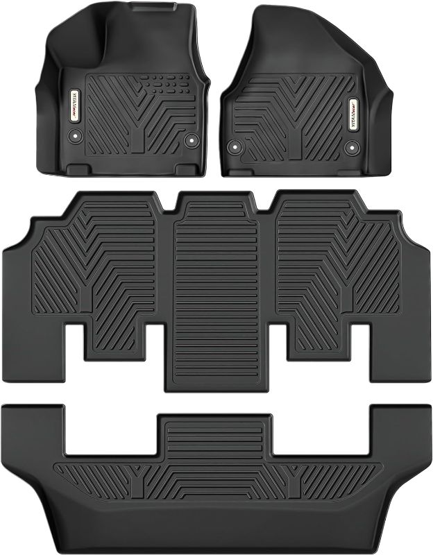 Photo 1 of YITAMOTOR Floor Mats Fit for 2017-2024 Chrysler Pacifica 7or 8 Passenger Model (No Hybrid Models), Included 3 Row All Weather Protection TPE Floor Liner Set, Black
