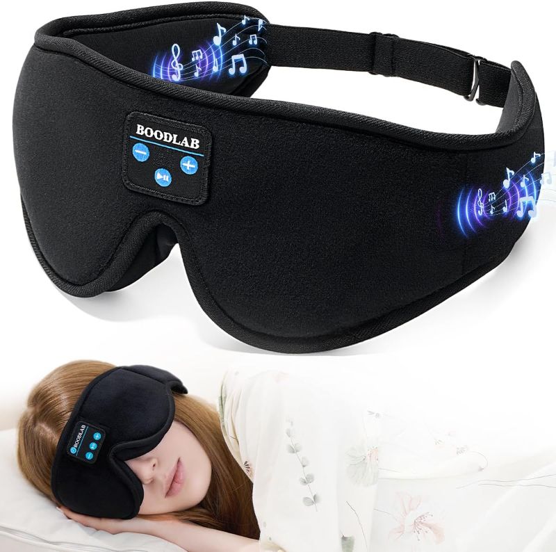 Photo 1 of Bluetooth Eye Mask for Sleeping, Boodlab Sleep Mask with Bluetooth Headphones, 3D Bluetooth Eye Mask with Adjustable Ultra Thin Stereo Speakers Microphone Hands Free for Insomnia Travel
