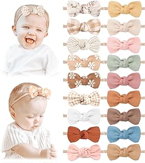Photo 1 of Niceye 18 Packs Baby Girl Bows Soft Nylon Headbands Hair Bows for Newborns, Infants, Toddlers - Stretchy Handmade Hair Accessories for Baby Girls and Boys https://a.co/d/0a5wts26