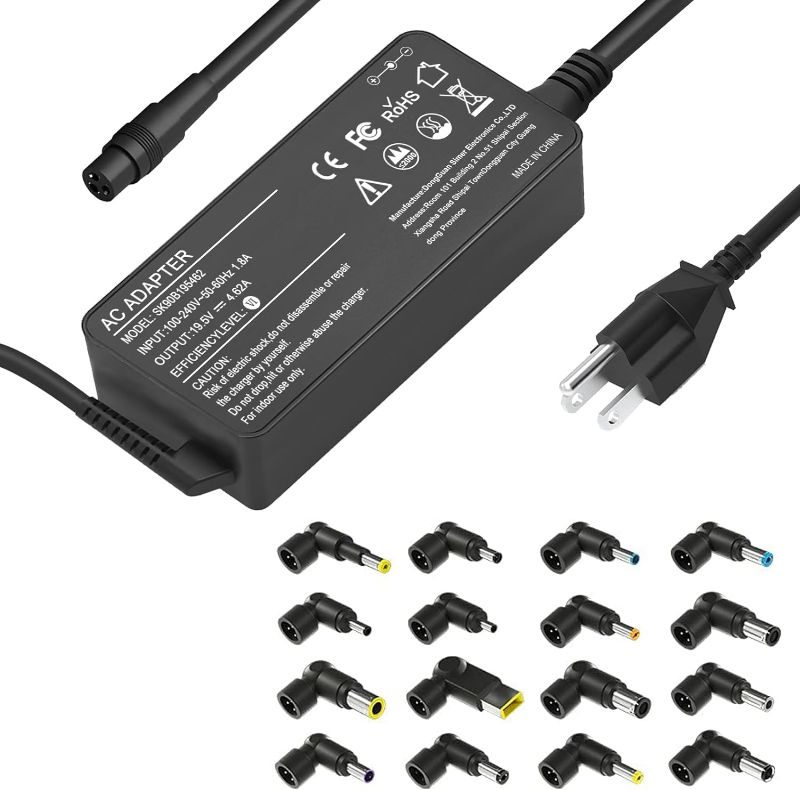 Photo 1 of 90W Universal AC Adapter Laptop Charger Compatible with HP Dell Lenovo Acer Asus Toshiba Samsung IBM Sony Fujitsu Gateway Notebook Ultrabook Chromebook Power Supply Cord with 16 Connectors
