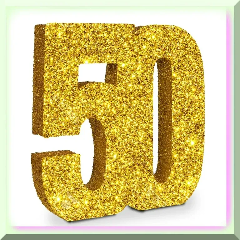 Photo 1 of 50th Birthday Decorations for Boys and Girls,Gold Glitter Number 50 Sign Birthday Centerpiece,Number 50 Table Topper