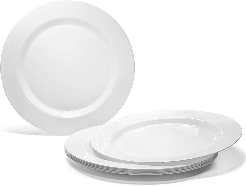 Photo 1 of Heavyweight Disposable Wedding Party Plastic Plates 6'' Dessert/Bread Plate, Plain White- 10 PACK 