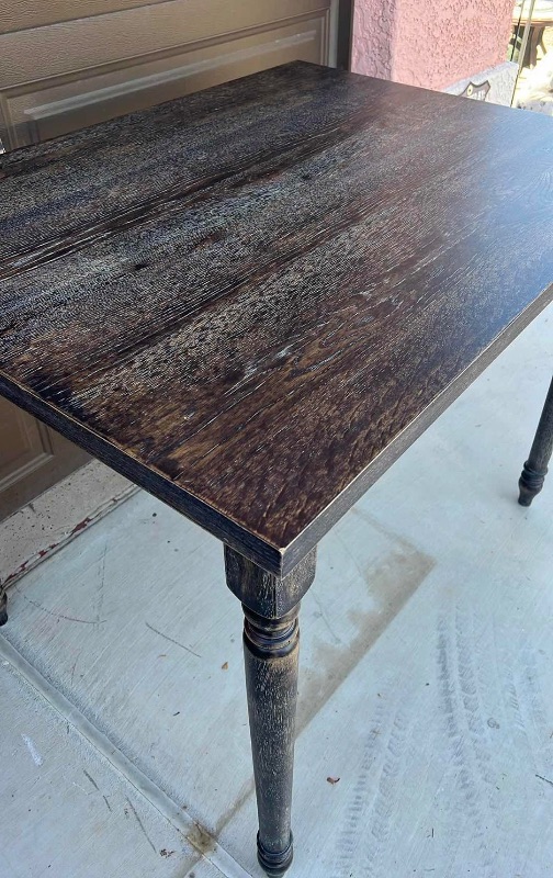 Photo 4 of GREY LAMINATE DISTRESSED WOOD DINING TABLE 47“ x 35“  H37