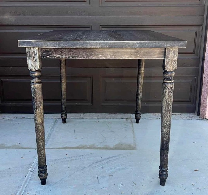 Photo 1 of GREY LAMINATE DISTRESSED WOOD DINING TABLE 47“ x 35“  H37