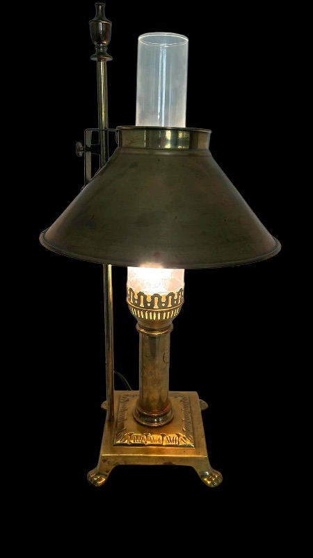 Photo 2 of VINTAGE BRASS PARIS ORIENT EXPRESS ISTANBUL TABLE LAMP H20"