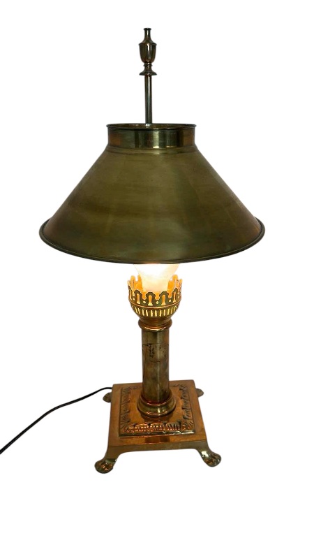 Photo 1 of VINTAGE BRASS PARIS ORIENT EXPRESS ISTANBUL TABLE LAMP H20"