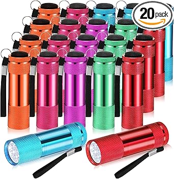 Photo 1 of 20 Pcs Mini Flashlights Bulk, Bright Aluminum Handheld Flash Light with Lanyard, Small LED Flashlights for Kids Night Reading Emergency Hurricane Camping Hiking Party Favors(Cute)