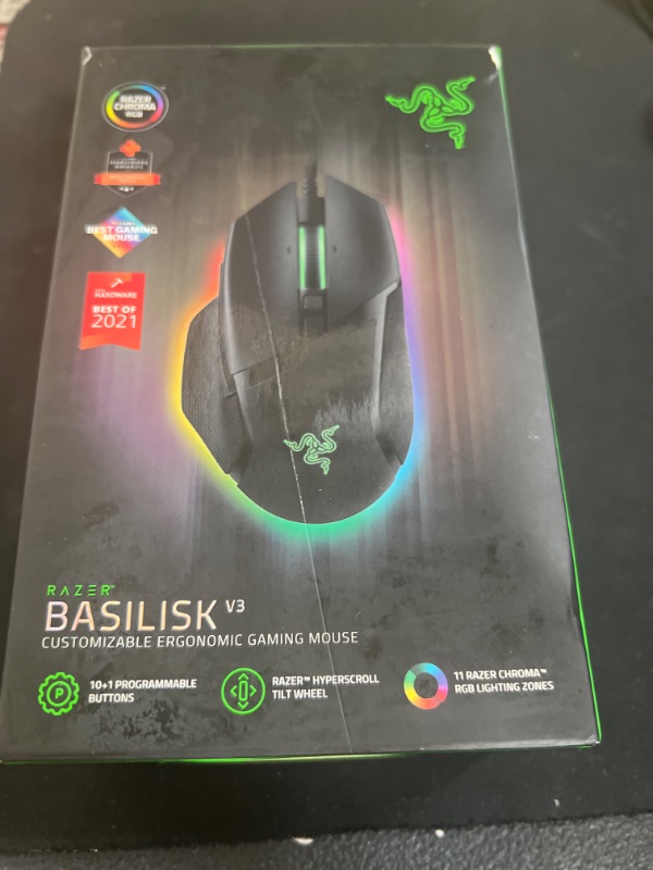 Photo 3 of Razer - Basilisk V3 Wired Optical Gaming Mouse with Chroma RBG Lighting - Black