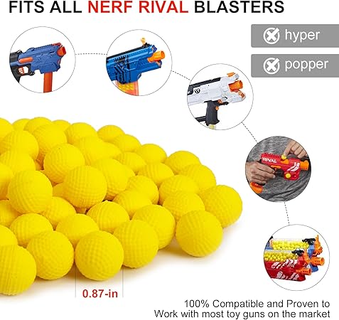 Photo 1 of Balls  Compatible with Nerf Rival Gun, TiopLior Foam Bullet Ball Replacement Refill Pack Fit for Rival(HIR, High-Impact Rounds)