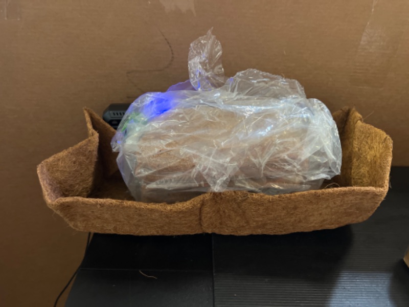 Photo 1 of 4 Pack 24 Inch Trough Coconut Liners for Window Box Deck Planter Natural Coco Fiber Replacement Liner for Outdoor Plants Rectangular Coir Planters for Porch Balcony Garden Decor 24 inch-4 Pack