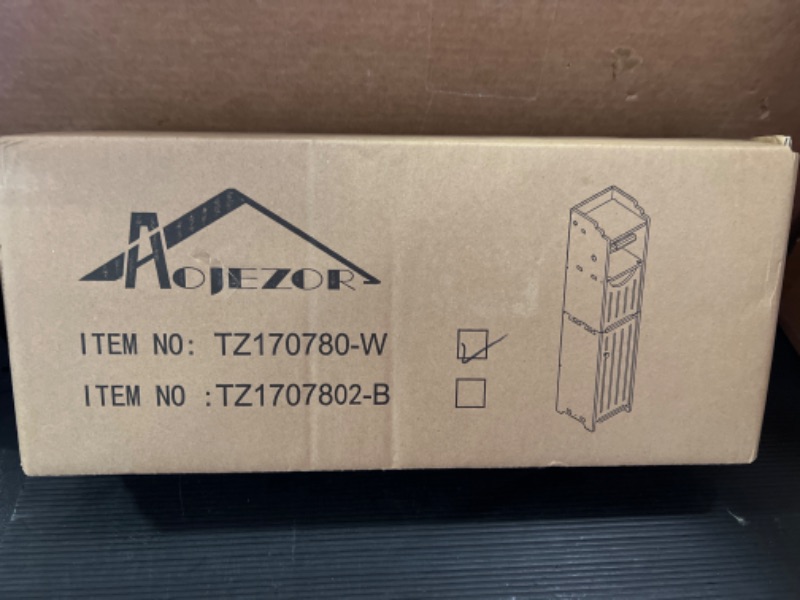 Photo 1 of AOJEZOR Bathroom Storage Cabinet: Small Bathroom Storage Cabinet for Small Space-Toilet Paper Cabinet Fit for Small Roll,Black 29.9''H Black