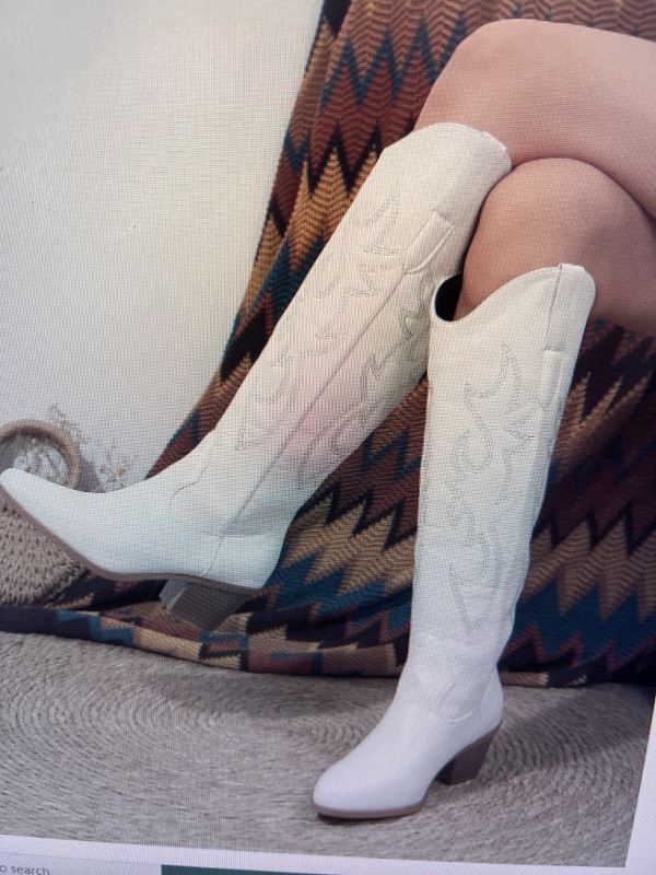 Photo 3 of 6.5 Ken Dou Hot Style Embroidered Boots, European And American New Style Thick Heel Retro Long Cowboy And Over-The-Knee Boots For Women