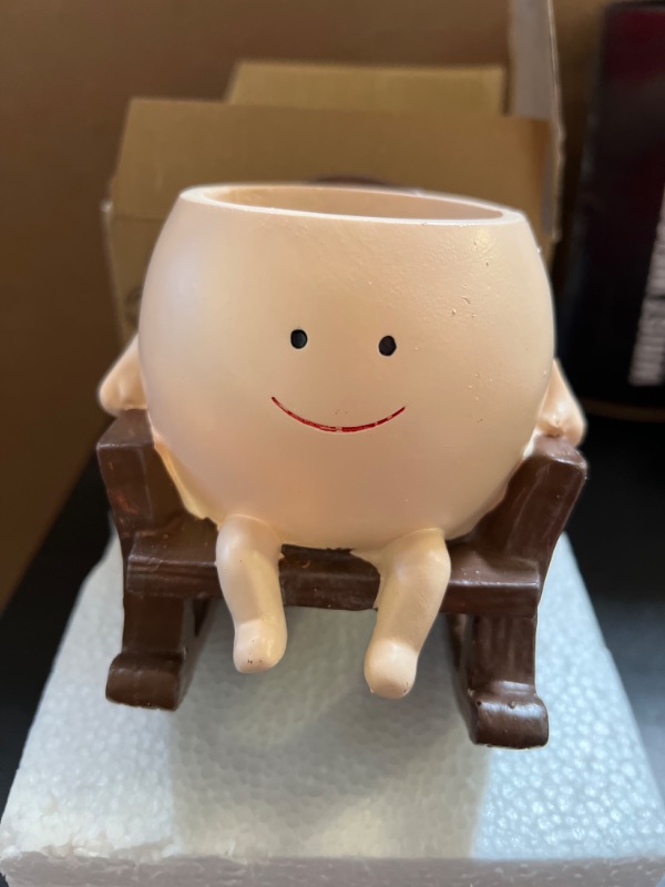 Photo 1 of  Chair Planter Pot Smiley Face Planter for Indoor Outdoor Plant Cute Head Resin Flower Pots for String of Pearls Plant Live