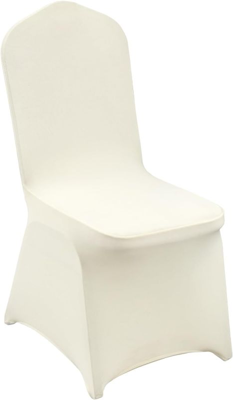 Photo 1 of (READ FULL POST) VEVOR 16 Pcs Flat-Front Chair Covers Polyester Spandex Chair Cover Stretch Slipcovers, Wedding, Holiday, Banquet, Party, Celebration, Dining, Ivory
