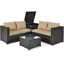 Photo 1 of ***BOX 2 OF 2 ONLY - INCOMPLETE - PARTIAL SET - CANNOT BE FULLY ASSEMBLED***
4 Pieces Outdoor Patio Rattan Furniture Set with Loveseat and Storage Box