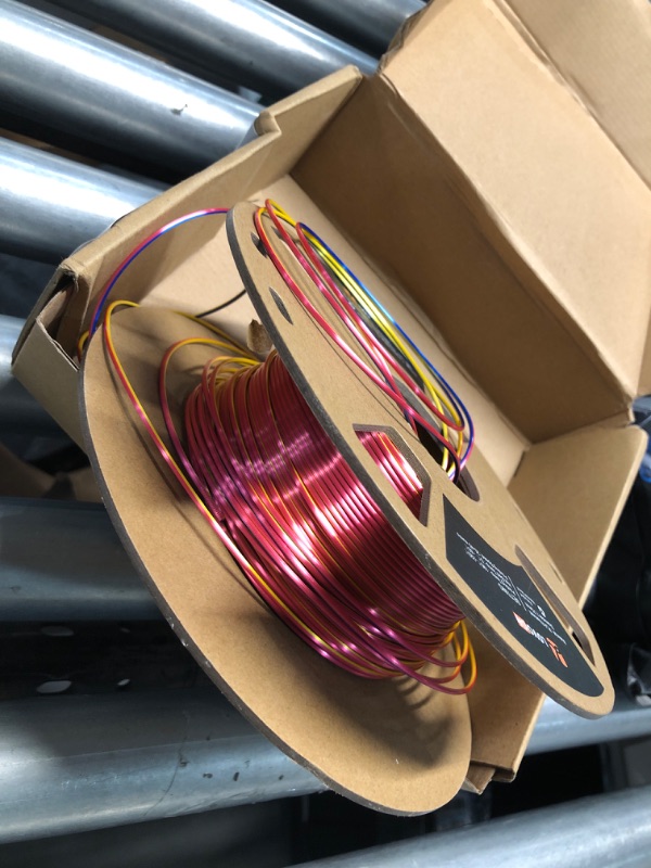 Photo 3 of 3D Tri-Colors PLA Printer Filament 1.75mm, Coextrusion Rainbow Filament with Silk PLA Red-Yellow-Blue, 3D Printing Filament +/-0.02mm, 1kg/2.2lbs Tricolor Yellow-red-blue Pla