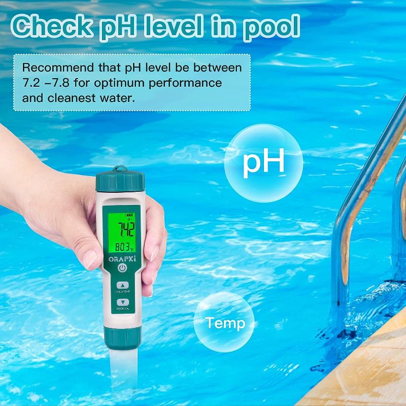 Photo 4 of (READ FULL POST) Pool Salt Tester ORAPXI pH and Salt Meter for Saltwater Pool pH and Salinity Digital Tester 5 in 1 Salt Meter for Swimming Pools Hot Tubs and Swim Spas
