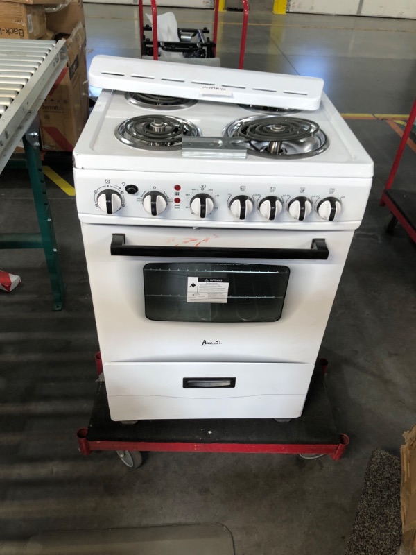 Photo 7 of ***USED - DAMAGED - UNTESTED - SEE COMMENTS***
Avanti ERU240P0W ERU240 24" Electric Range Oven with Framed Glass Door, in White