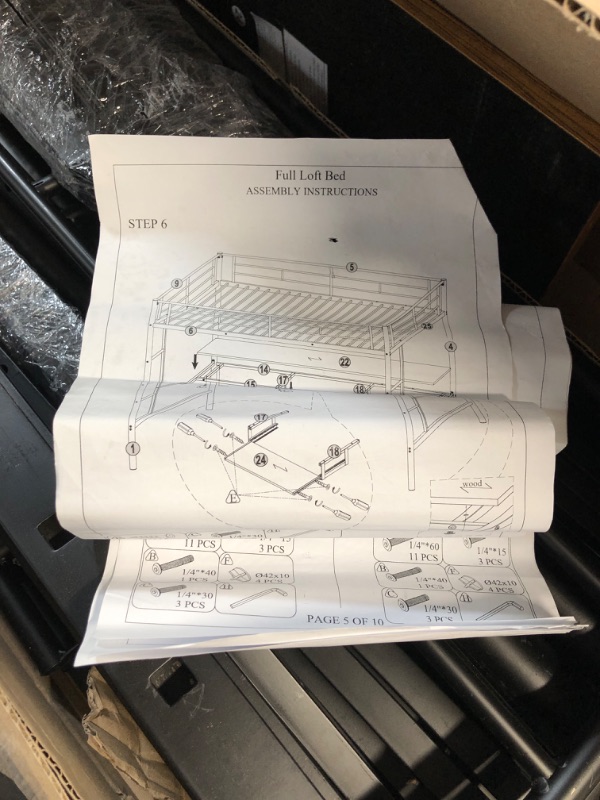 Photo 3 of ***NONREFUNDABLE - MAJOR DAMAGE - MISSING PIECES - FOR PARTS ONLY - SEE COMMENTS***
Loft Bed with Desk and Shelf, Space Saving Design,Full,Black 1-Numbers of Package Metal +MDF 78.1" L*56.4" W*71.7" H 108Lb 250Lb MF285665AAB