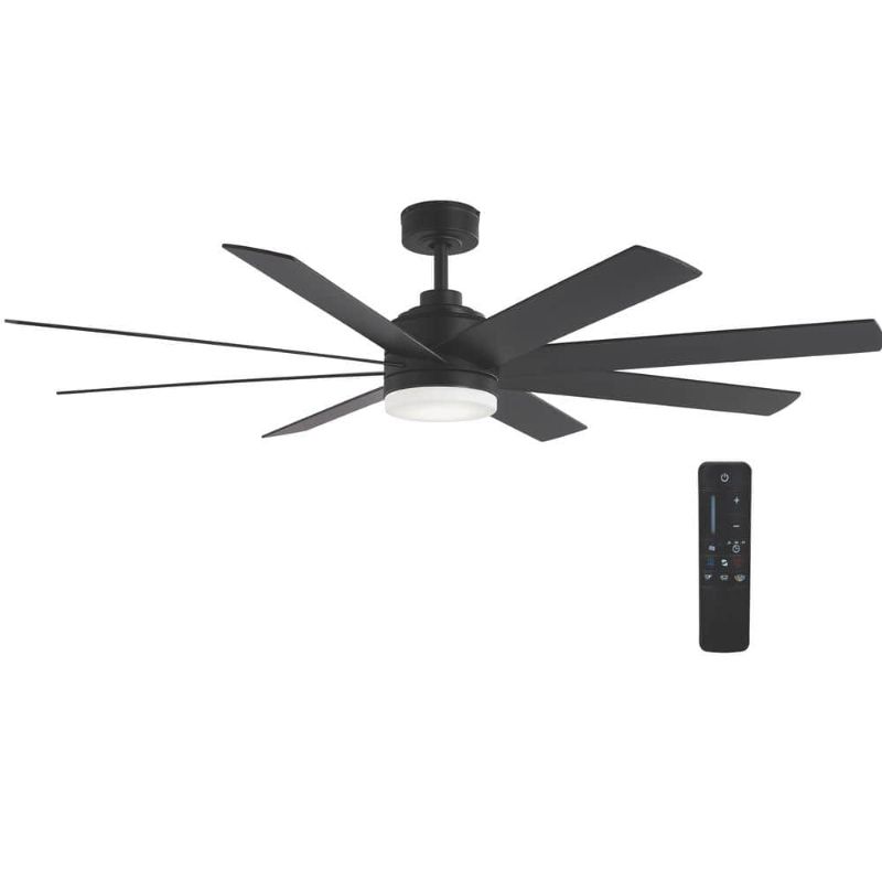 Photo 1 of **DAMAGED** Celene II 62 in. Indoor/Outdoor Matte Black DC Motor Ceiling Fan with Adjustable White Integrated LED W/ Remote Included
