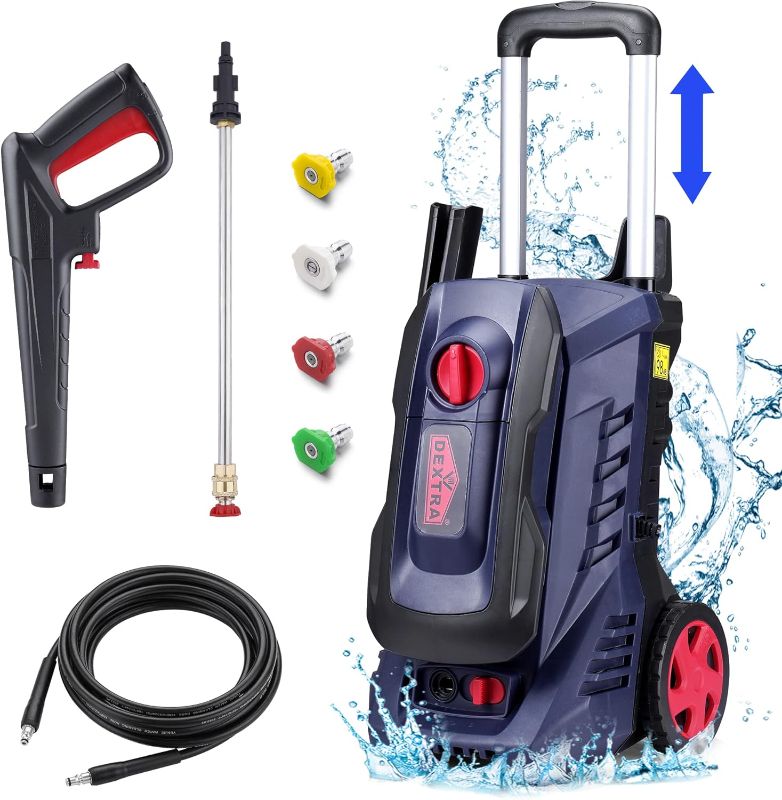 Photo 1 of **missing accessories**
Dextra 3000 PSI Electric Pressure Washer, 2.5 GPM Power Washer 2000W Power Washers Electric Powered with Foam Cannon,Spray Gun,Retractable Handle and 4 Nozzles for Washing Cars, Driveway, Patio
