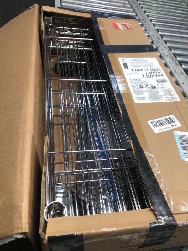 Photo 2 of ***USED - LIKELY MISSING PARTS - UNABLE TO VERIFY FUNCTIONALITY***
Amazon Basics 5-Shelf Adjustable, Heavy Duty Wide Storage Shelving Unit (350 lbs loading capacity per shelf), Steel Organizer Wire Rack, 36" L x 14" W x 72" H, Chrome Silver
