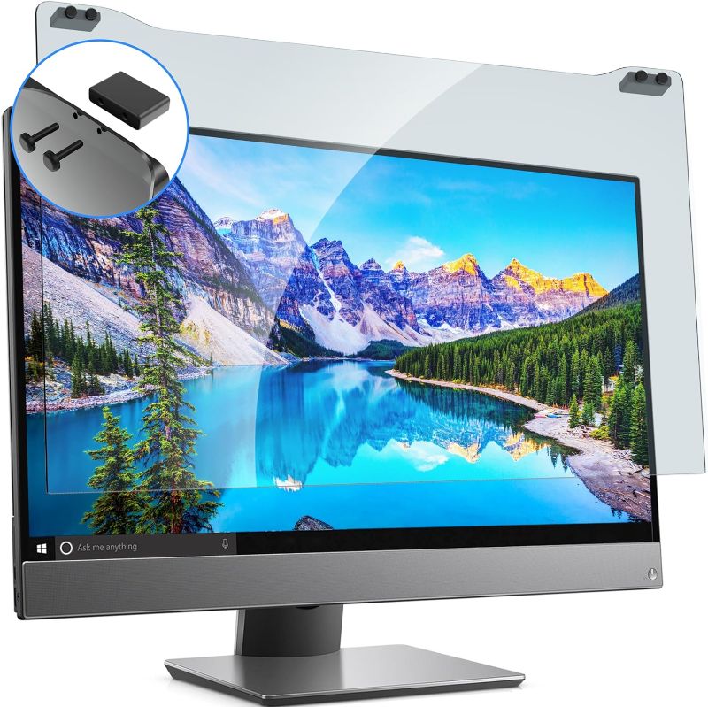 Photo 1 of 23-24 Inch Anti Blue Light Screen Protector for Diagonal 23,23.6,23.8,24 Monitor, Desktop PC UV Blocking Filter (21 1/4 x 13 3/8) for Eye Strain, Hanging Computer Screen Blue Light Blocker
