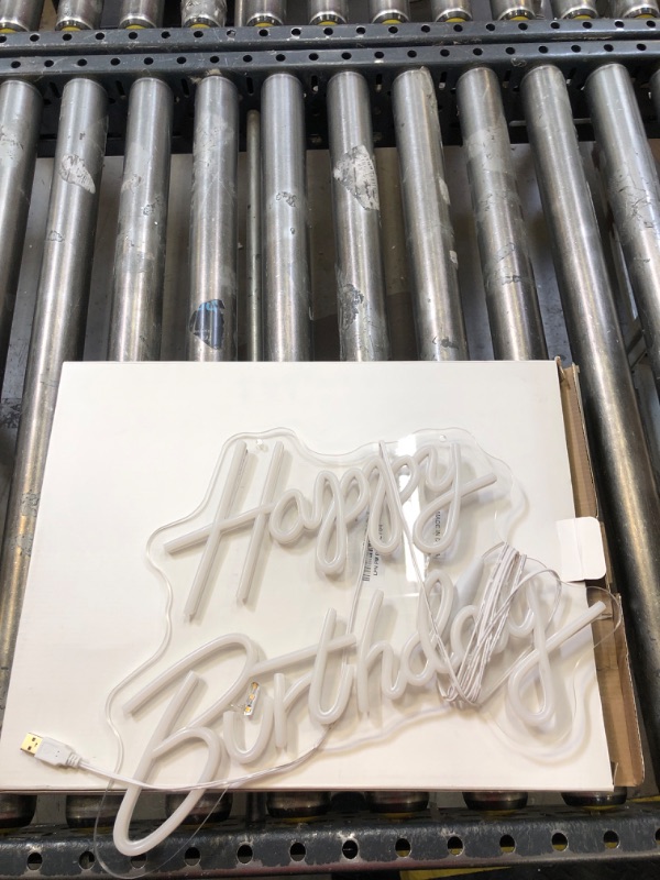 Photo 1 of Happy Birthday Neon Sign, Happy Birthday Light Up Sign, Neon Happy Birthday Sign, Happy Birthday Led Sign for Backdrop All Birthday Party Decoration USB Powered Warm White,16.5"x 12" (Plug not provided)