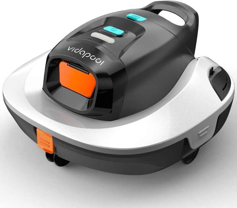 Photo 1 of Cordless Robotic Pool Cleaner,Portable Swimming Pool Vacuum Self-Parking Technology with LED Indicator,Ideal for above Ground/Flat Pools up to 860 Sq.Ft,Lasts 90 Mins White
