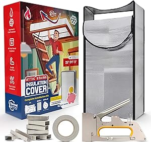 Photo 1 of Attic Door Insulation Cover - 54'' x 25'' x 11'' Extra Thick Double Bubble Attic Stairs Insulation Cover for Pull Down Stair - Attic Tent - Attic Stairway Insulation Cover with Zipper

