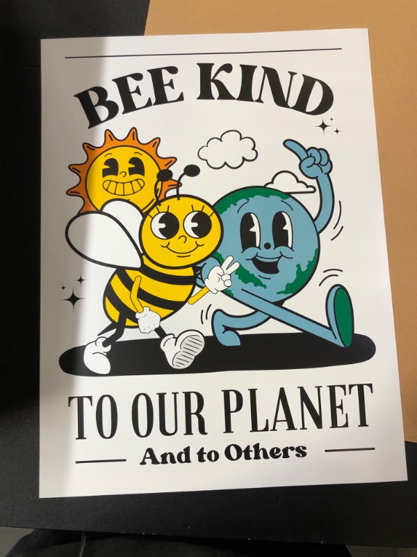 Photo 2 of Lava Land Retro Positive Posters for Room Aesthetic Wall Art Print, Cute Retro Be Kind Kindness 70’s Posters For Classroom, Room, Bedroom,Positivity Poster for Kids Teens and Adults Bee Kind