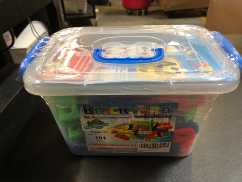 Photo 2 of Brickyard Building Blocks STEM Toys - Educational Building Toys for Kids Ages 4-8 with 101 Pieces, Tools, Design Guide and Toy Storage Box, Gift for Boys & Girls