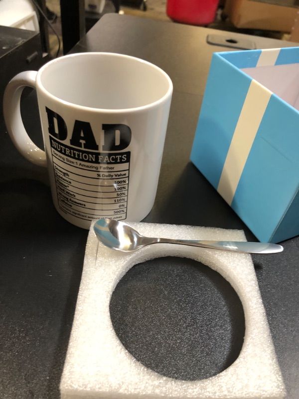 Photo 2 of WASSMIN Dad Mug Gifts for Dad from Daughter, Son - Funny Dad Nutrition Fact Coffee Mugs Gift - Great Father's Day, Birthday, Christmas Gift for Papa, Husband, Grandpa, Daddy, Fathers from Children White - Dad Nutrition Facts