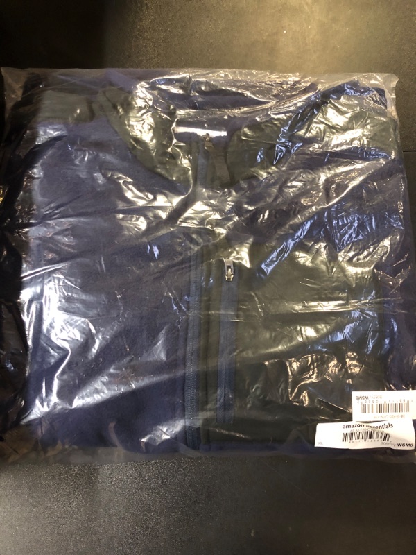 Photo 1 of Amazon Essentials Men's Full-Zip Fleece Jacket Polyester Black Navy Color Block X-Large