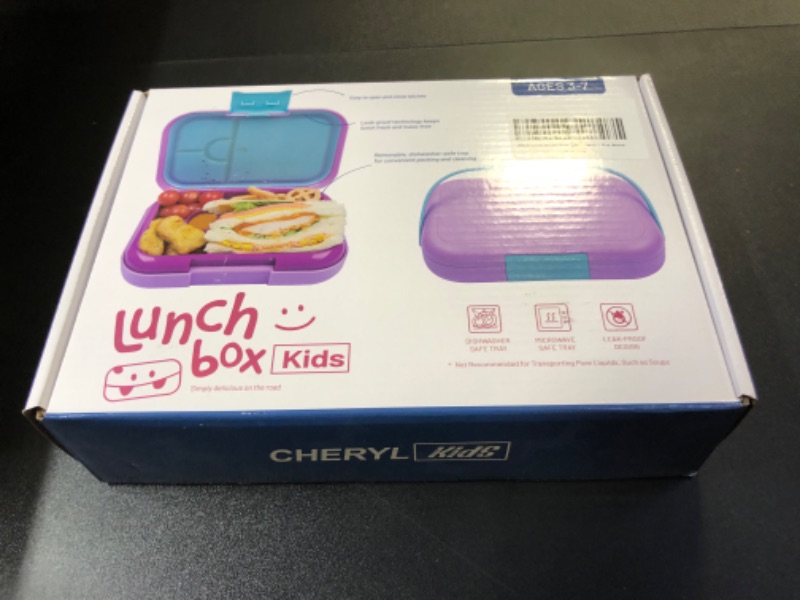 Photo 1 of Cheryl Bento Box for Kids 32 oz, Bento Lunch Box Kids with 4-Compartment, Lunch Containers for Kids Daycare, Inner Removable Compartment Tray Dishwasher Safe, Microwave Safe - Blue Monster Aqua Monster