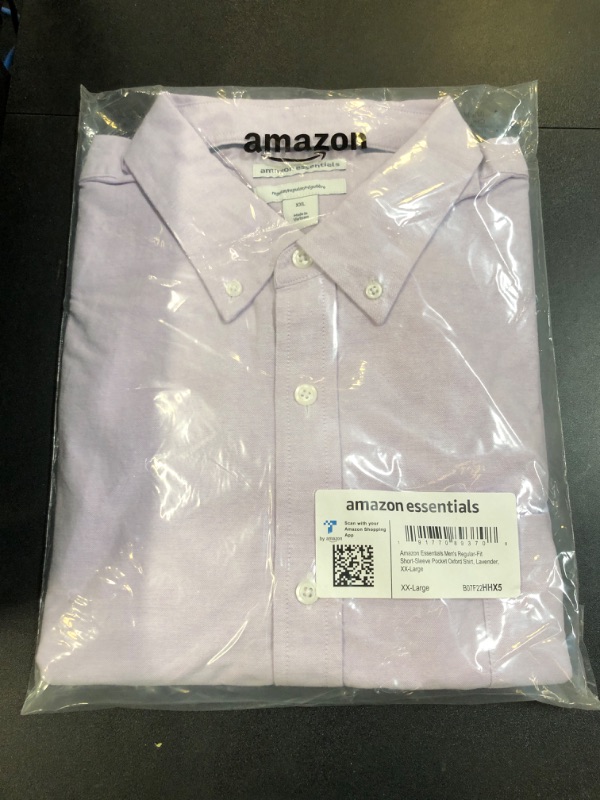 Photo 2 of Amazon Essentials Men's Regular-Fit Short-Sleeve Pocket Oxford Shirt XX-Large Lavender