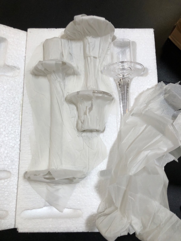 Photo 1 of Dawhud Direct Clear Glass Candle Holder - Candle Stick Holders - Elegant and Versatile Candle Holders for Pillar, Floating, and LED Candles - Set of 3, White Transparent - 30x11x11cm