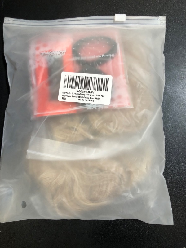 Photo 1 of Earfodo 2 PCS Messy Chignon Bun for Women Synthetic Messy Bun Hair Pieces Curly Wavy Updo Hair Bun Pieces for Daily Wear (Color:27/613#)